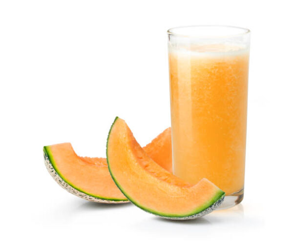 Melon juice and melon fruit cut sliced isolated on white background. Melon juice and melon fruit cut sliced isolated on white background.